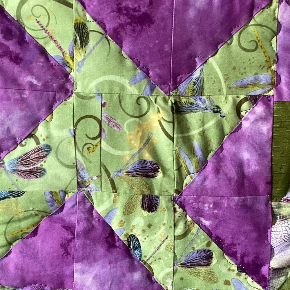 NWT Hand Crafted Greens and Purples Quilt